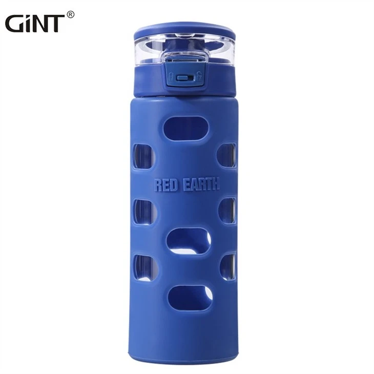 Leakproof Stylish Double Wall Glass Water Bottle Cup With Silicone Sleeve factory